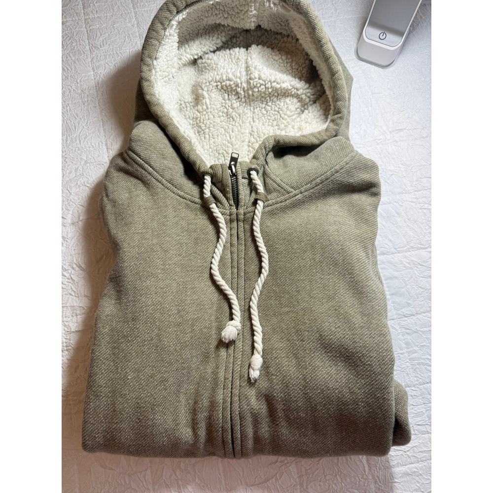 Roxy Womens Olive Green Sherpa Lined Hooded Full Zip Sweatshirt Medium